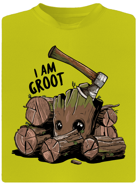 I Am Groot férfi sportpóló Neon Yellow