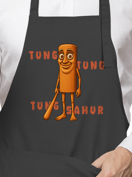 Tung Tung Tung Sahur – Italian Brainrot kötény Dark Grey