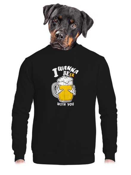 I wanna beer unisex crewneck Black
