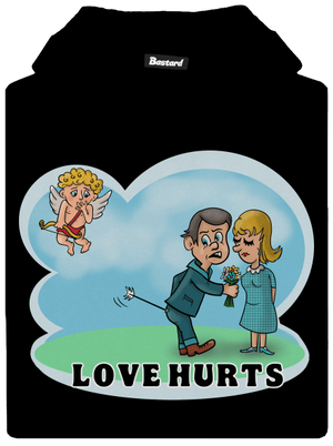 Love hurts gyerek kenguruzsebes pulóver Black