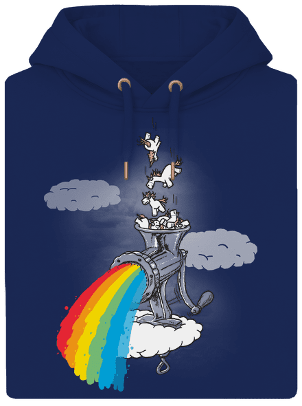 Hogyan készül a szivárvány unisex prémium pulóver Navy