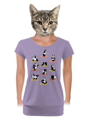 Panda jóga női póló elasztikus alsó szegéllyel Lavender