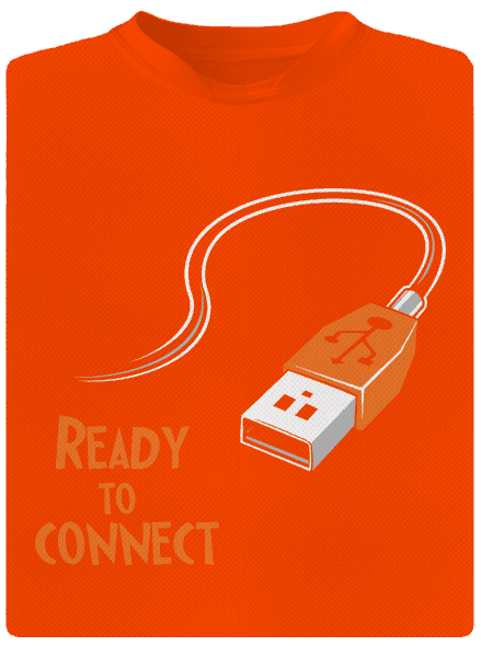 USB csatlakozás férfi sportpóló Neon Orange