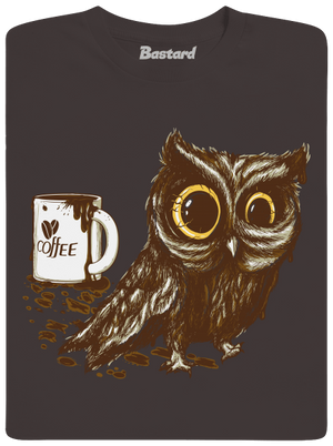 Koffeinfüggő bagoly férfi hosszú ujjú póló Bear Brown