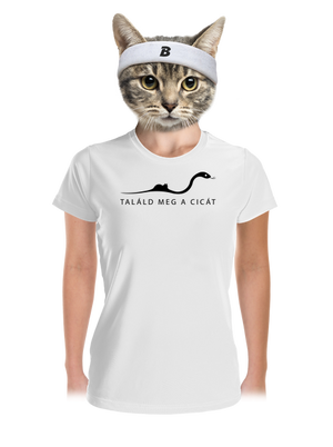 Találd meg a cicát női sportpóló White