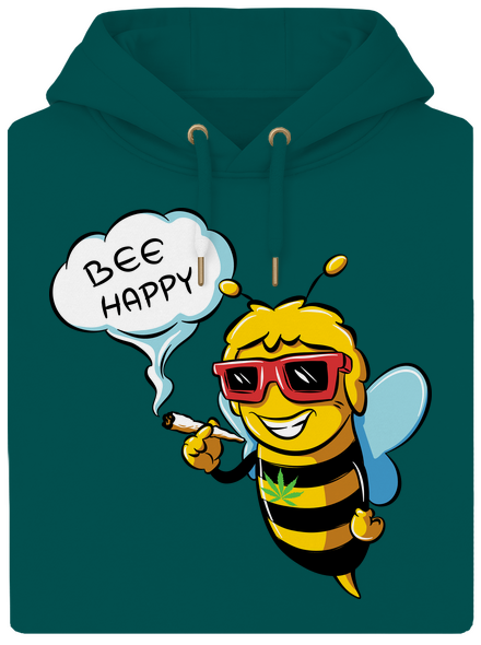 Bee happy unisex prémium pulóver Emerald Green