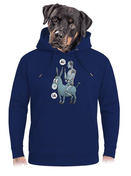 Szamár és AI unisex prémium pulóver Navy