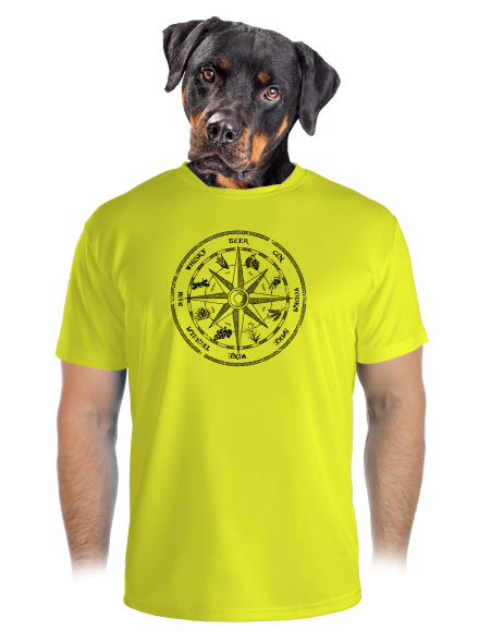 Alkoholos iránytű férfi sportpóló Neon Yellow