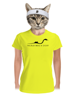 Találd meg a cicát női sportpóló Neon Yellow
