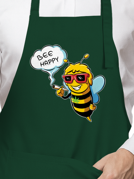 Bee happy kötény Bottle Green