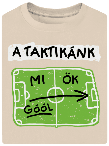 A futballtaktikánk unisex túlméretezett póló Almond