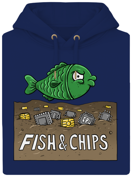 Fish and IT chips unisex prémium pulóver Navy