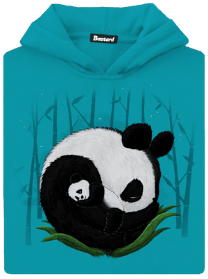 Két alvó panda gyerek kenguruzsebes pulóver Hawaiian Blue