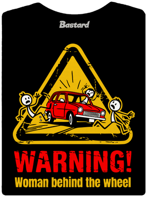 Nő a kormány mögött prémium női póló Black