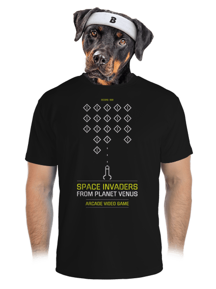 Space Invaders férfi sportpóló Black