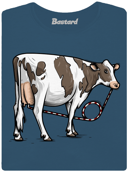 Cow drink prémium női póló Petrol Blue
