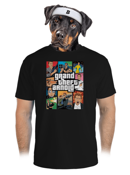Grand Theft Arnold férfi sportpóló Black