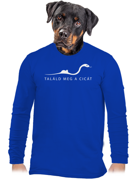 Találd meg a cicát férfi hosszú ujjú póló Royal Blue