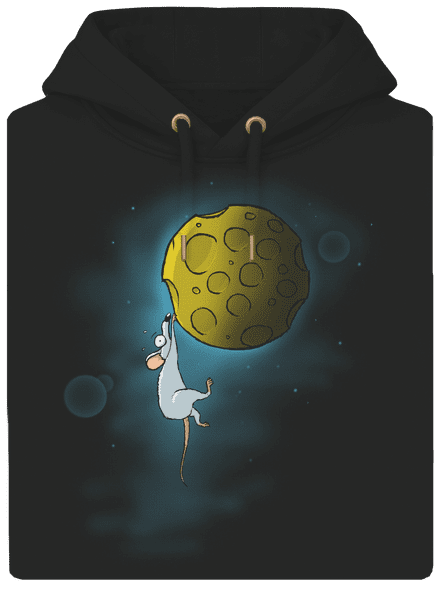 Moon cheese unisex prémium pulóver Dark Black