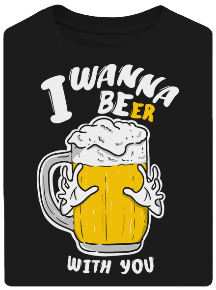 I wanna beer unisex túlméretezett póló Black