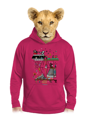 Veretés gyerek kenguruzsebes pulóver Hot Pink