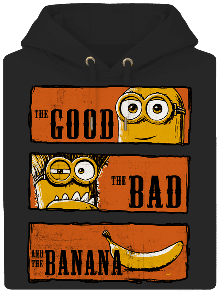 A Jó, a Rossz és a Banán unisex prémium pulóver Dark Black