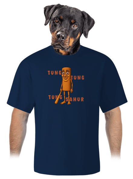 Tung Tung Tung Sahur – Italian Brainrot unisex túlméretezett póló Midnight Blue