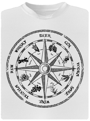 Alkoholos iránytű férfi sportpóló White
