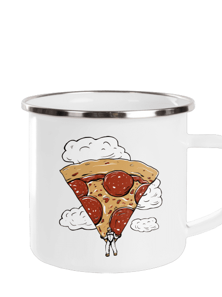 Pizza ejtőernyős pléhbögre White