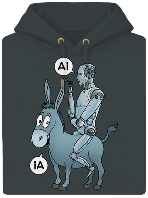 Szamár és AI unisex prémium pulóver Charcoal