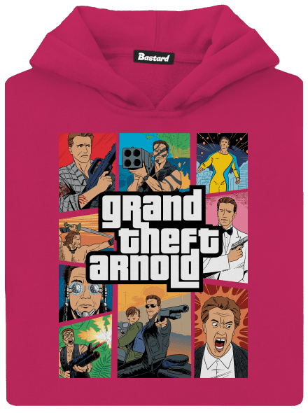 Grand Theft Arnold gyerek kenguruzsebes pulóver Hot Pink