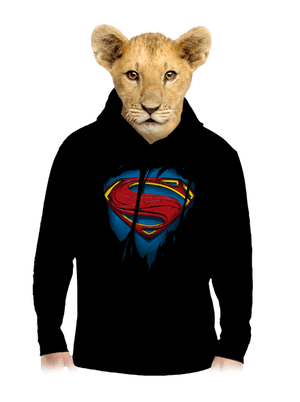 Superman Inside gyerek kenguruzsebes pulóver Black