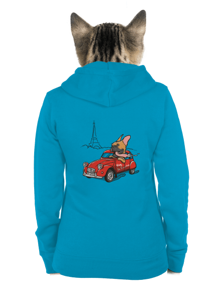 Francia buldog cipzáras női pulóver Blue Atol