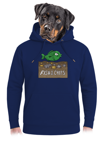 Fish and IT chips unisex prémium pulóver Navy