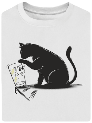 Macska és üveg unisex túlméretezett póló White