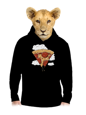 Pizza ejtőernyős gyerek kenguruzsebes pulóver Black