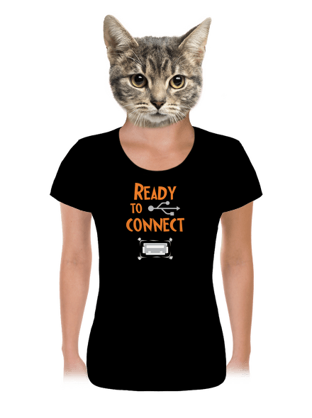 USB csatlakozás női póló Black