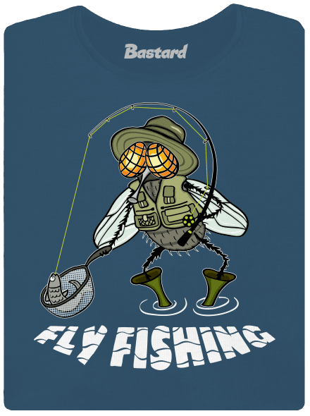 Fly fishing prémium női póló Petrol Blue