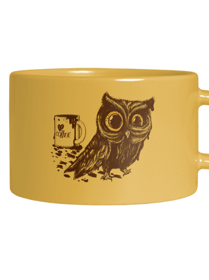 Koffeinfüggő bagoly macaron bögre Yellow Macaron