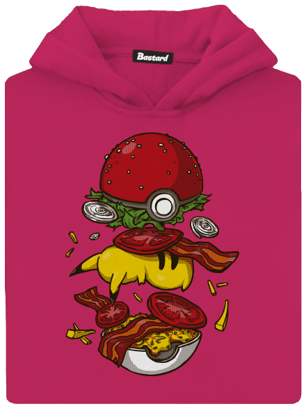 Pokémon burger gyerek kenguruzsebes pulóver Hot Pink