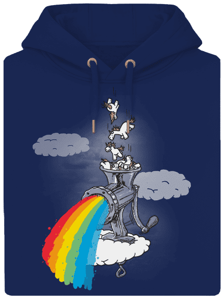 Hogyan készül a szivárvány unisex prémium pulóver Navy