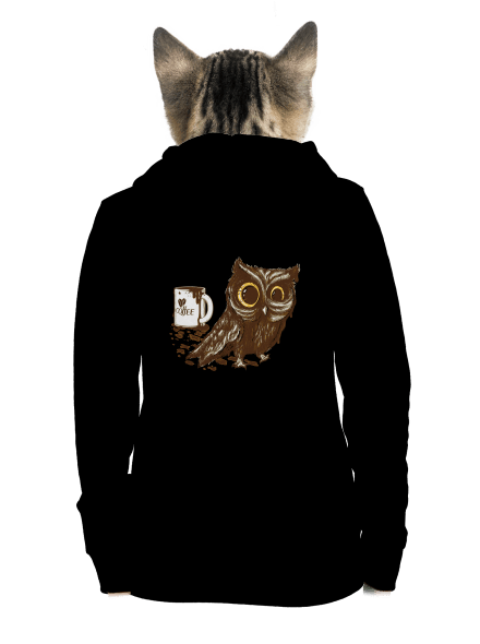 Koffeinfüggő bagoly cipzáras női pulóver Black