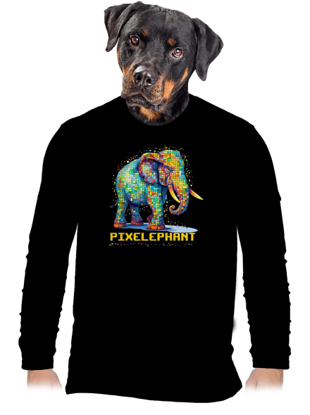 Pixelephant férfi hosszú ujjú póló Black