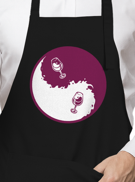 Yin Yang bor kötény Black