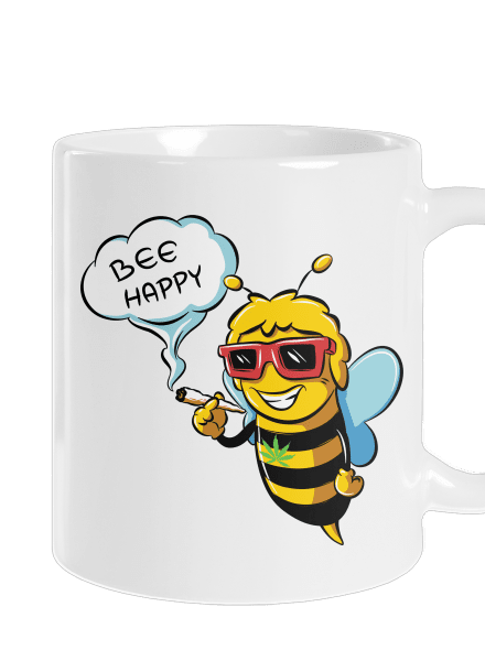 Bee happy hagyományos bögre White
