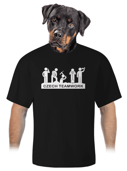 Czech Teamwork unisex túlméretezett póló Black