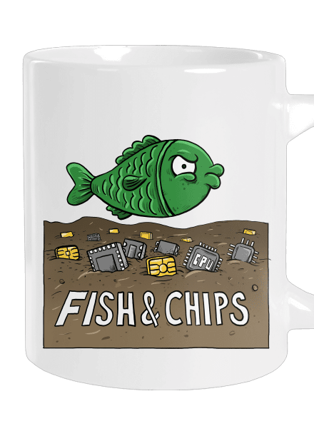 Fish and IT chips nagy bögre White