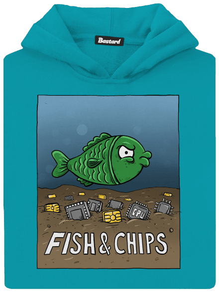 Fish and IT chips gyerek kenguruzsebes pulóver Hawaiian Blue