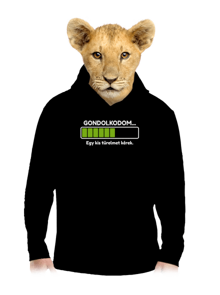 Gondolkodom gyerek kenguruzsebes pulóver Black