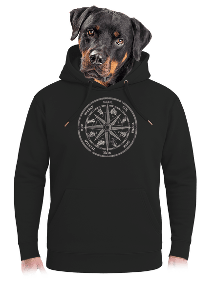 Alkoholos iránytű unisex prémium pulóver Dark Black
